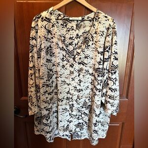 Rose & Olive Black and Cream Patterned Blouse